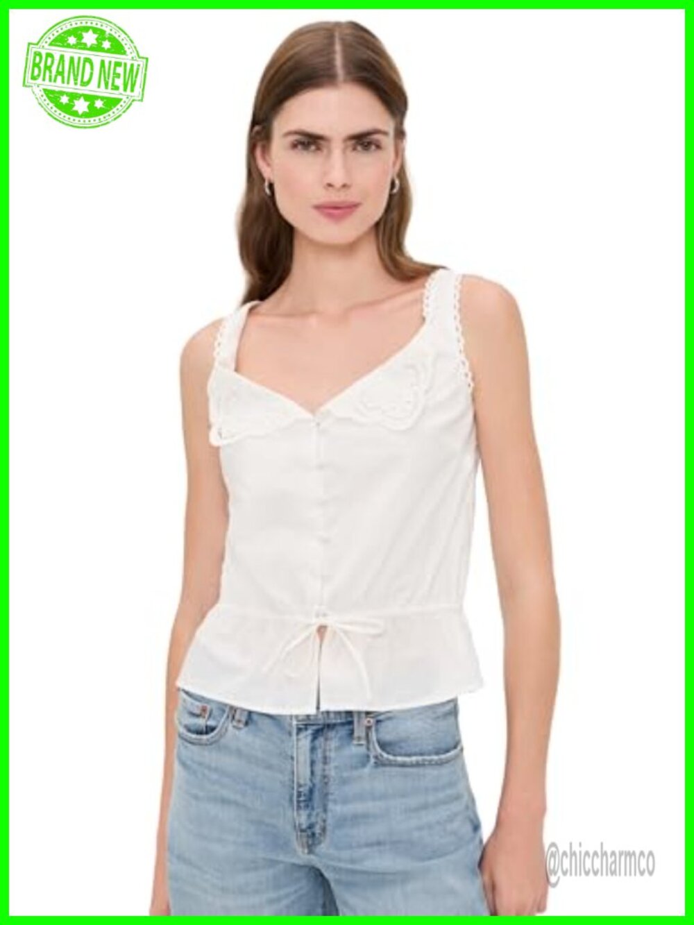 Joe's Jeans The Margot Sweetheart Tank Top - Non-Stretch Voile Button Placket